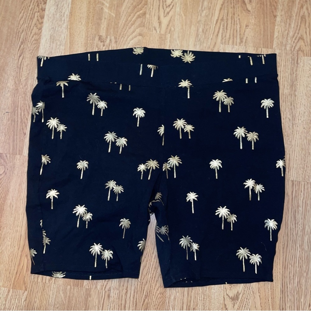 Torrid 5X Biker Shorts Gold Palm Tree Stretchy Cotton Spandex High Waist Plus - Picture 2 of 4